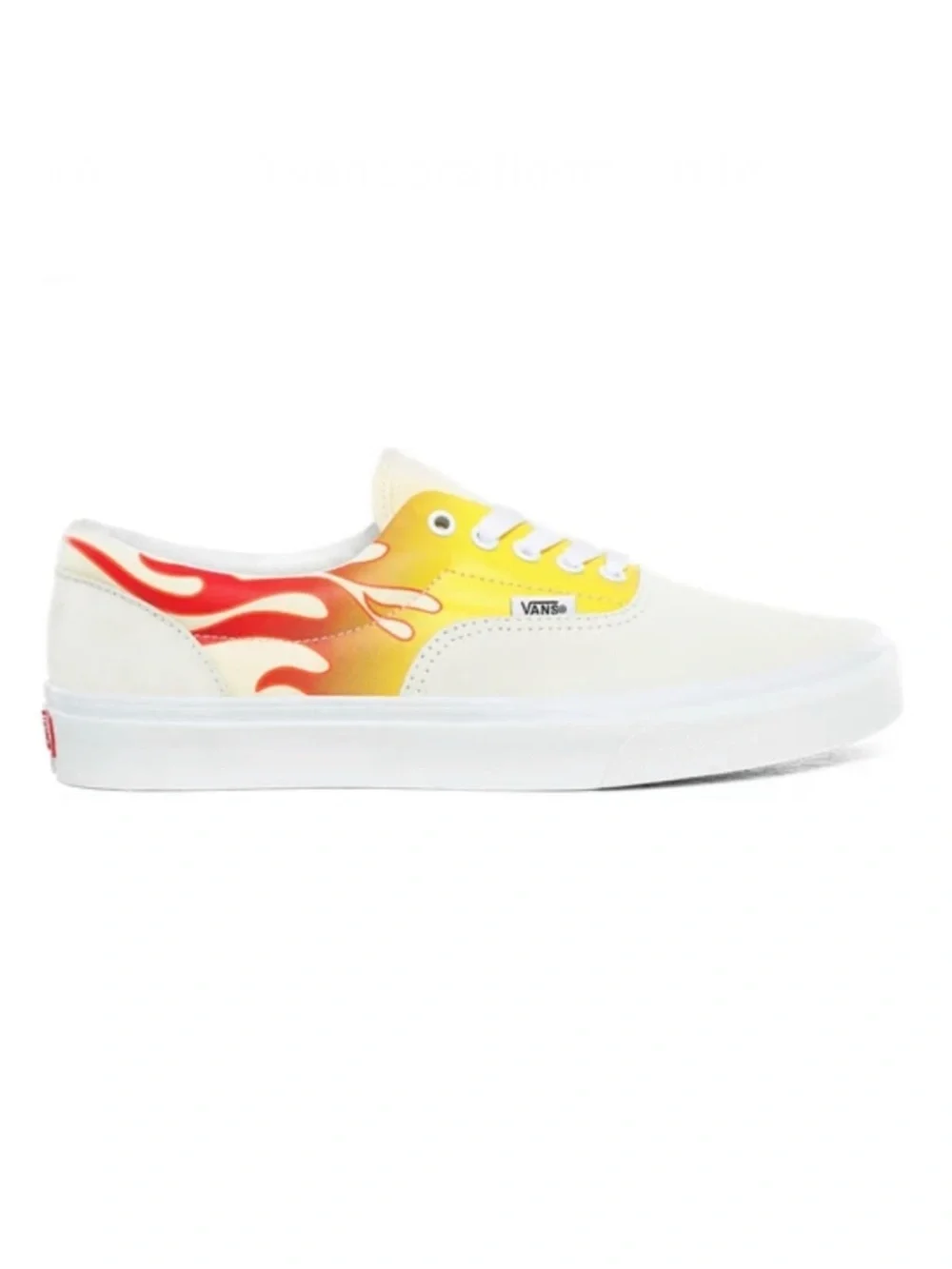 Vans Era Flame White Low Top Sneaker, Men’s 7.5/Women’s 9